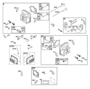 Cylinder Head Group Diagram and Parts List for 49T877-0035-G1 400000 - 699999 Briggs and Stratton Engine